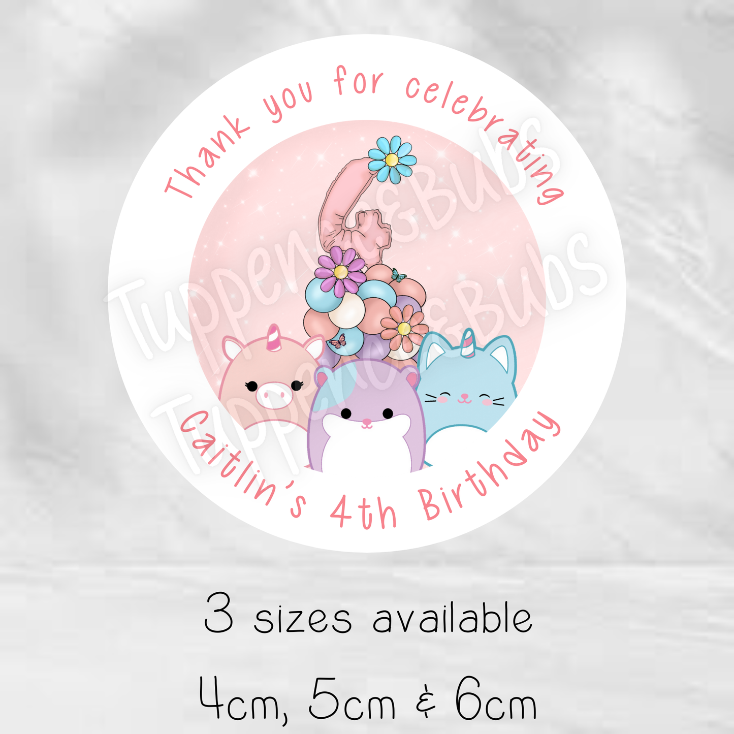 Squish Mallow Themed Stickers - 4 designs