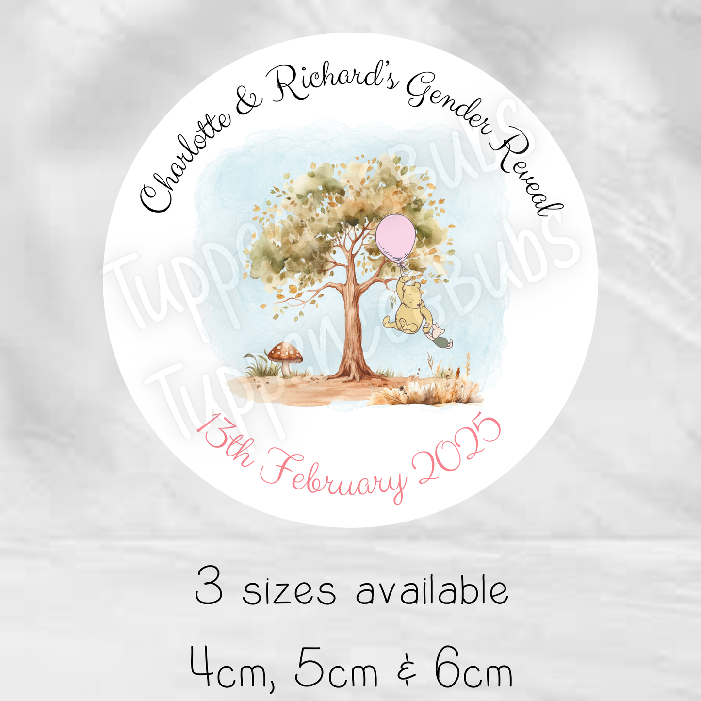 Pooh Inspired Stickers - Pink & Blue