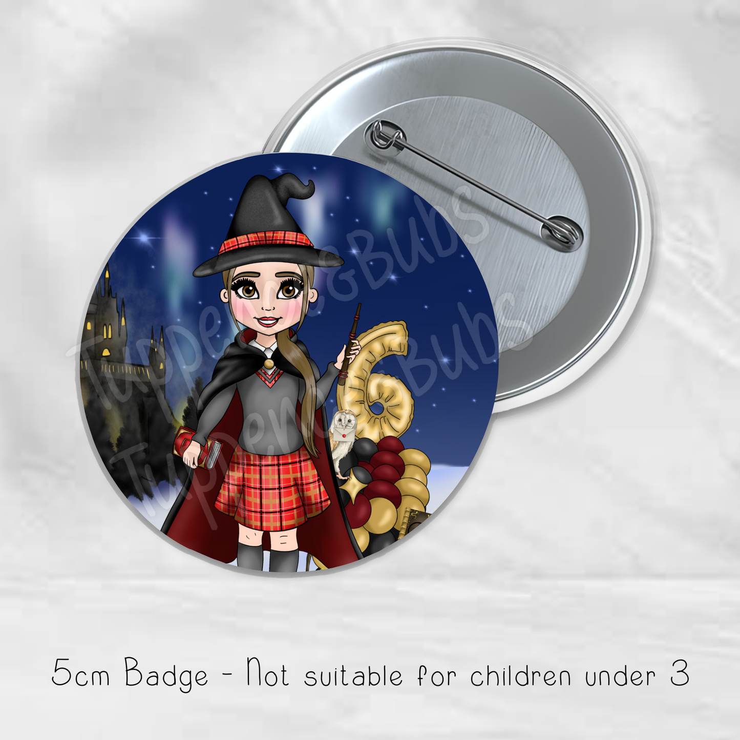 Wizard Theme Badge - Girl - Burgundy