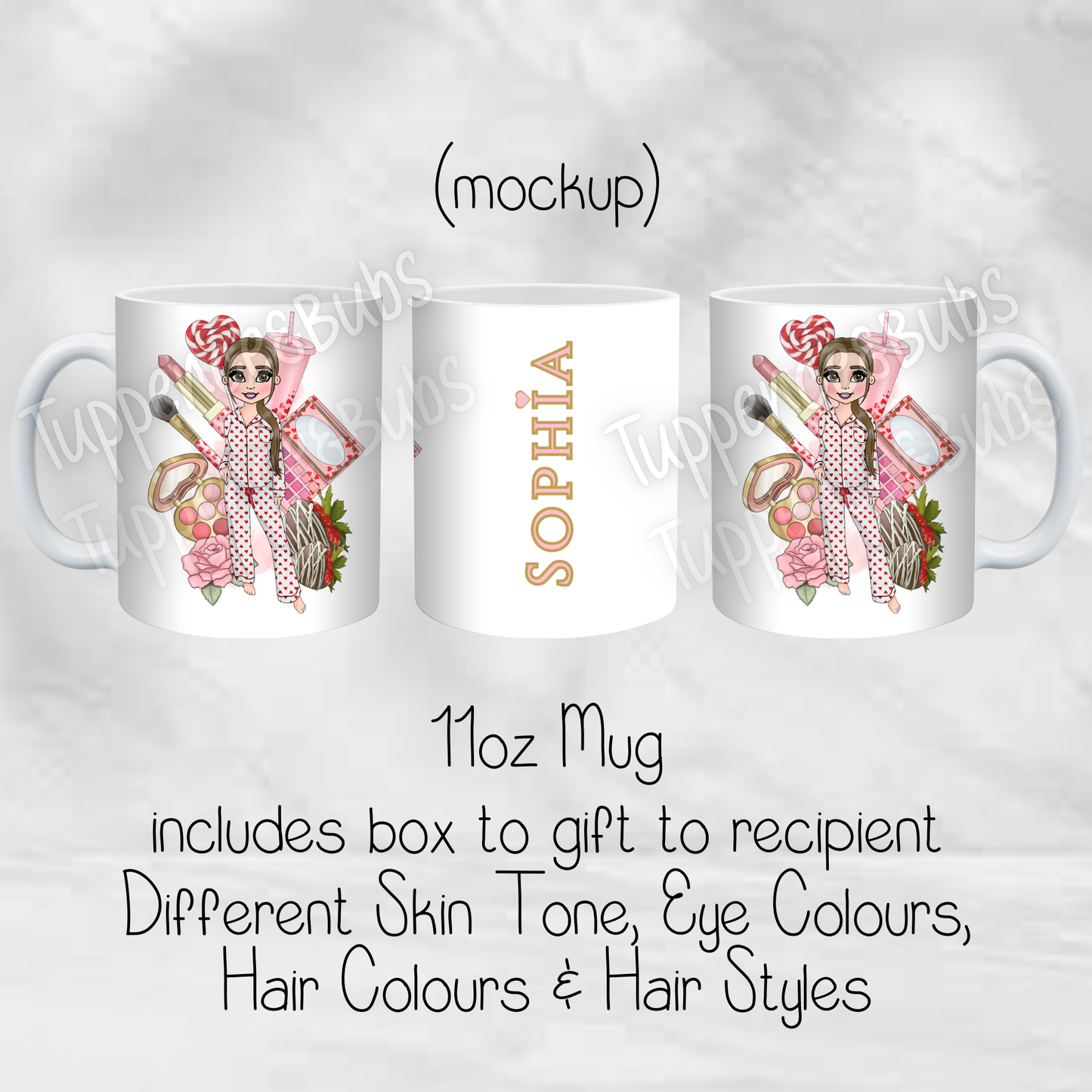 Strawberry & Chocolate Make Up Themed Mug