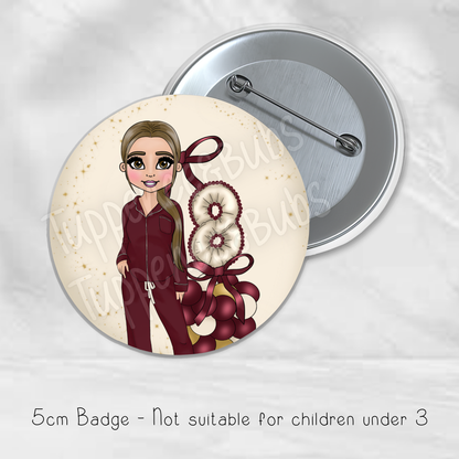 Burgundy Pj Themed Badge - Any Age