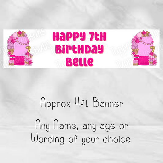 Pink Block Party Inspired Birthday Banner