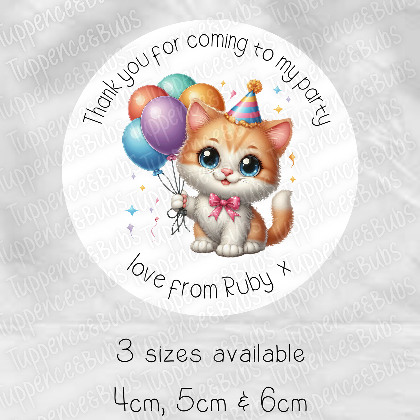 Cat With Balloons Stickers
