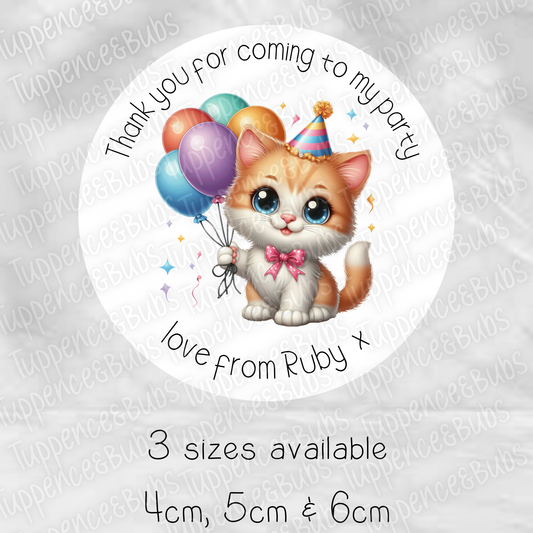 Cat With Balloons Stickers
