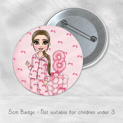Pink Bow Pj Badge
