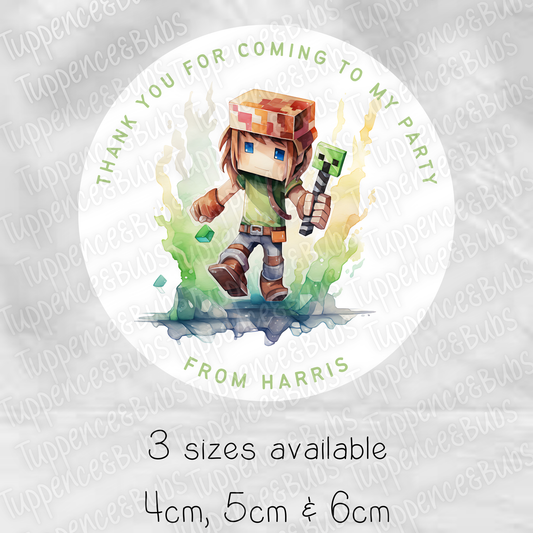 Pixel Themed Birthday Stickers