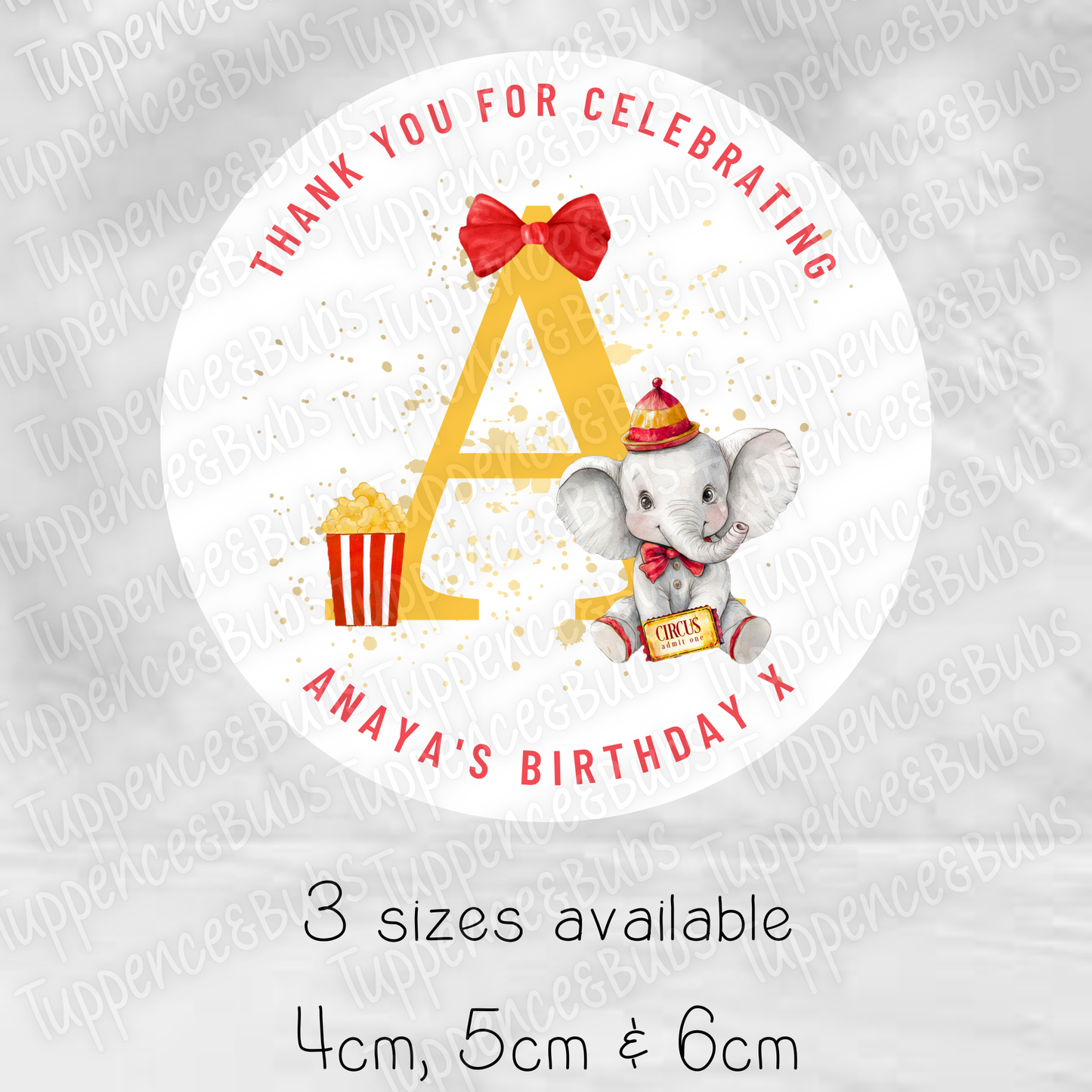 Circus Elephant Themed Party Stickers