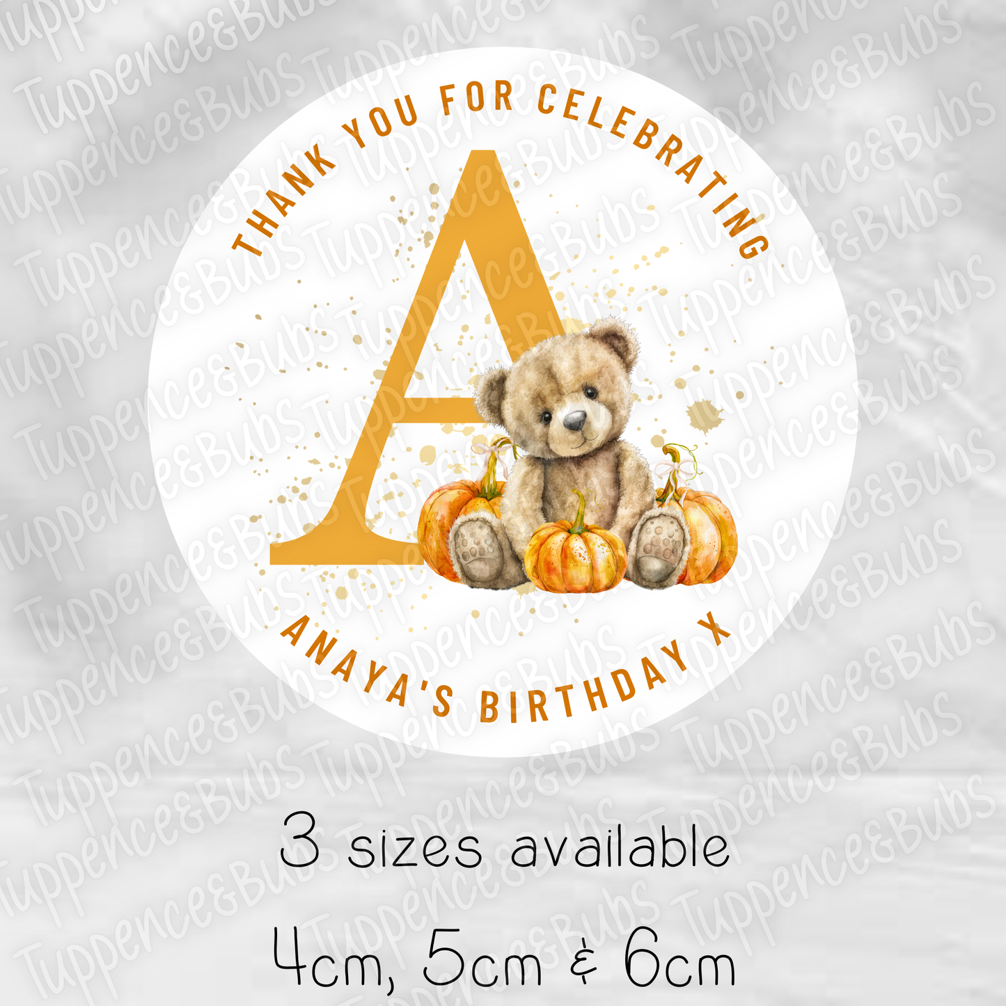 Pumpkin Themed Initial Stickers