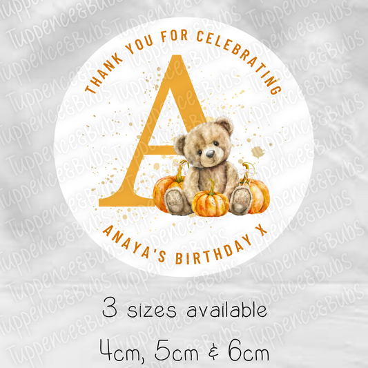 Pumpkin Themed Initial Stickers