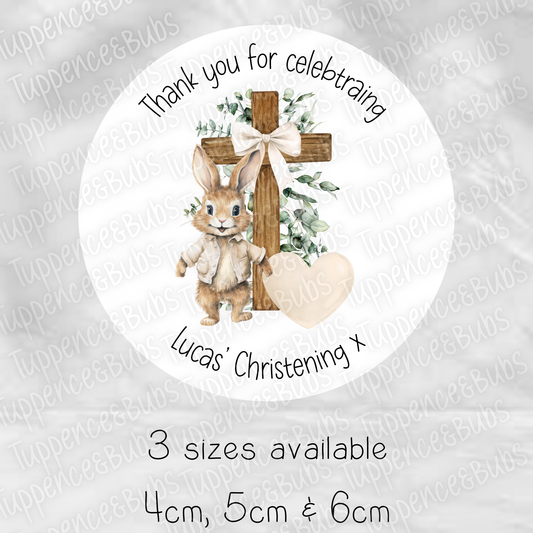 Bunny/Rabbit Christening Stickers - 6 Designs