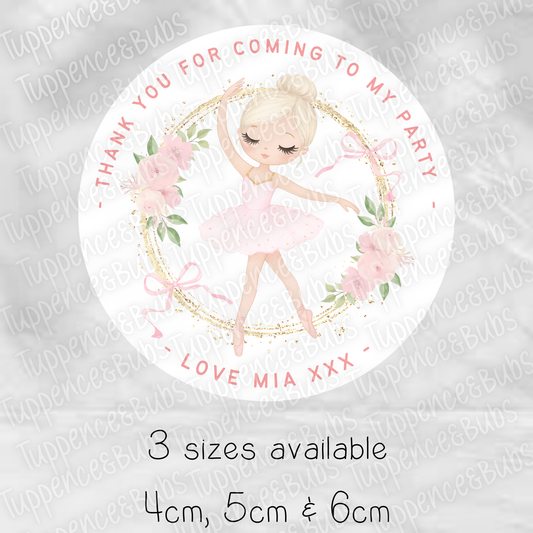 Pink Ballerina Wreath Stickers