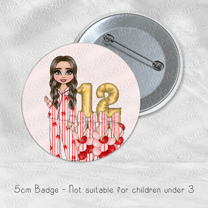 Pink Candy Stripe Pj Badge
