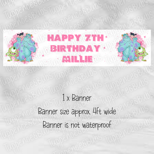 Monsters Inc Themed Banners - 3 Colours