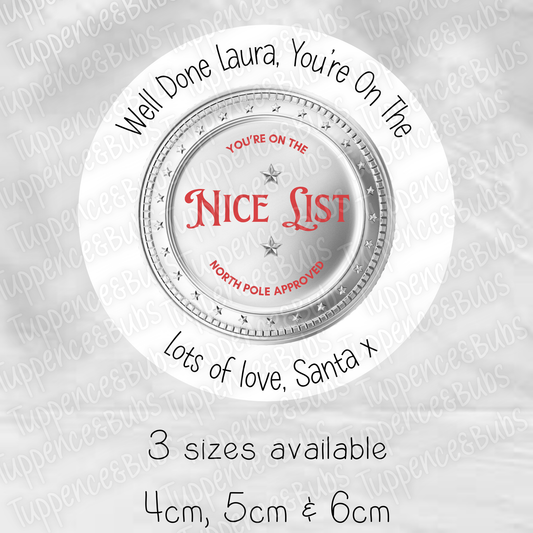 Silver Nice List Stickers