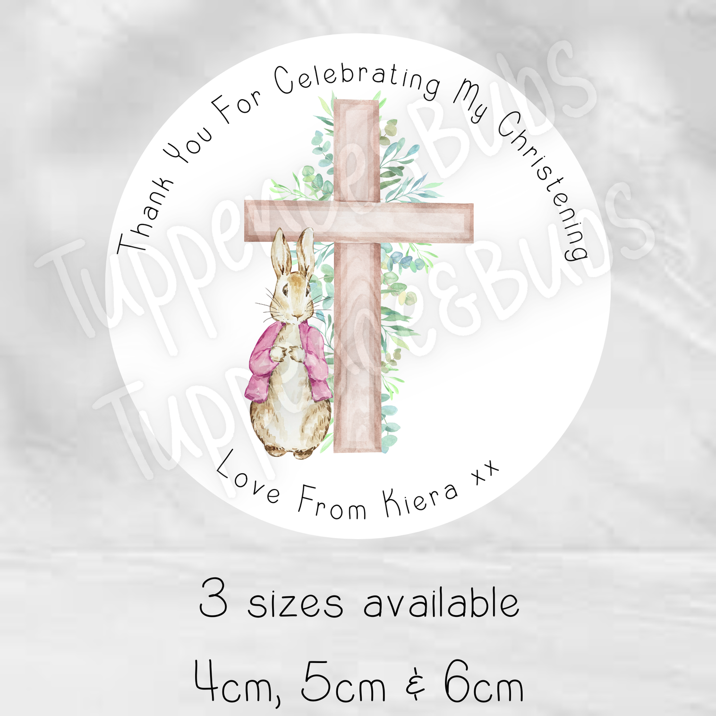 Rabbit Inspired Christening Stickers - 3 Designs