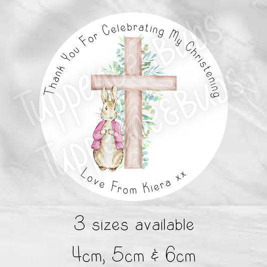 Rabbit Inspired Christening Stickers - 3 Designs