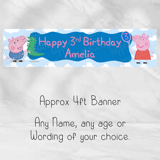 Pig inspired Birthday Banner