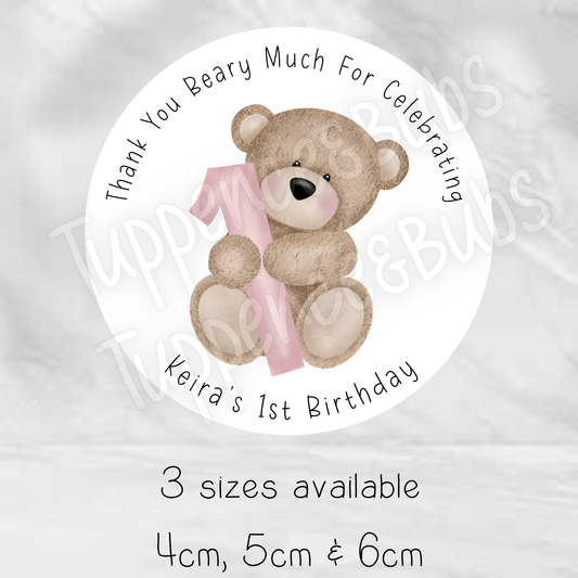 Cute Teddy Bear Themed Stickers - 3 Colours Available