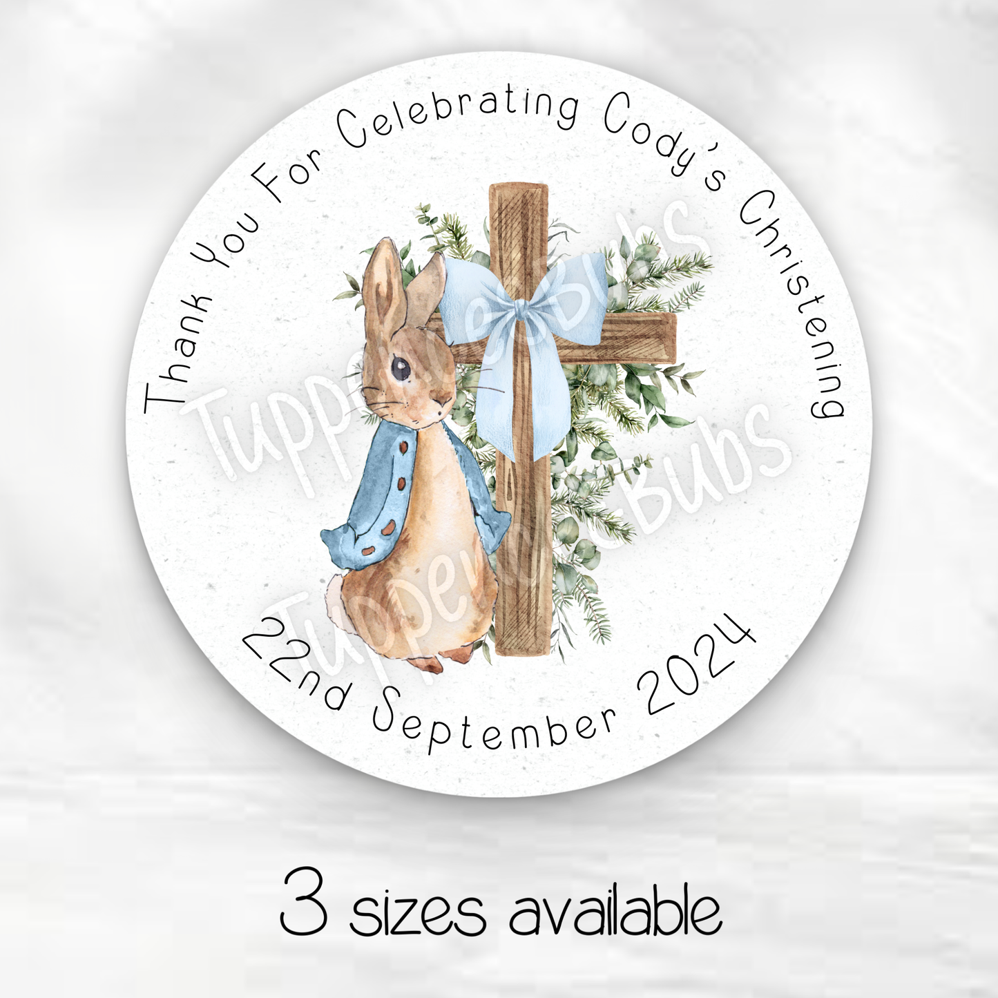 Rabbit Inspired Christening Stickers