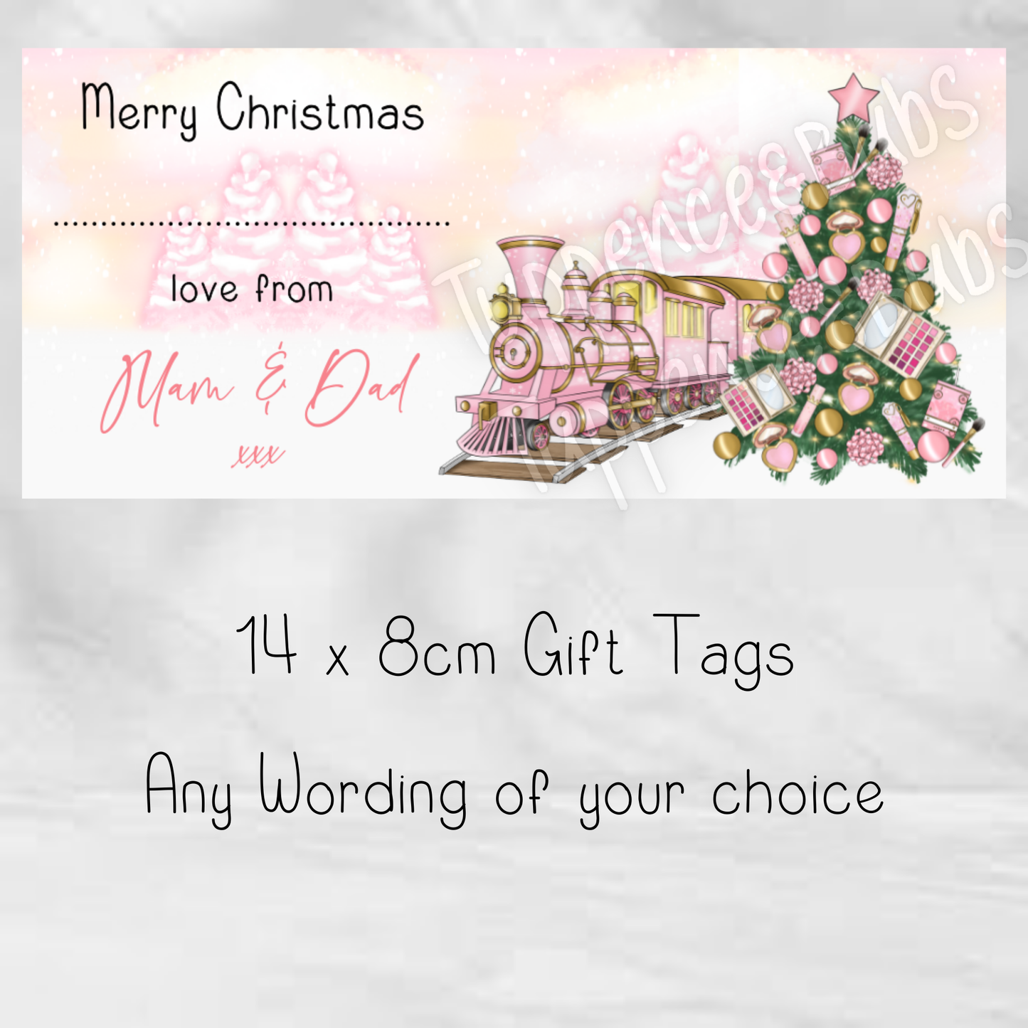 Pink Train Inspired Christmas Labels