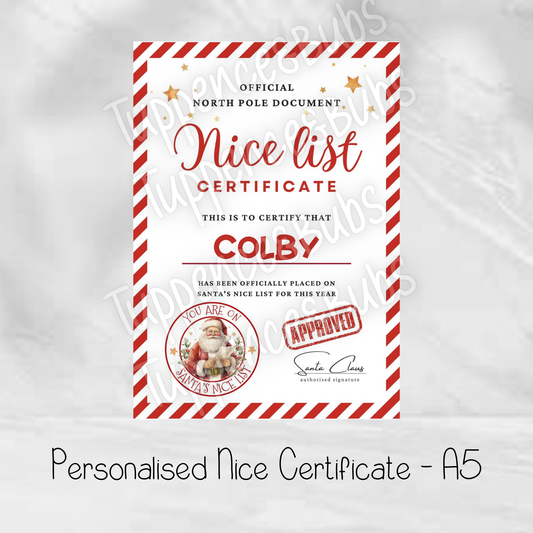 Nice List Certificate