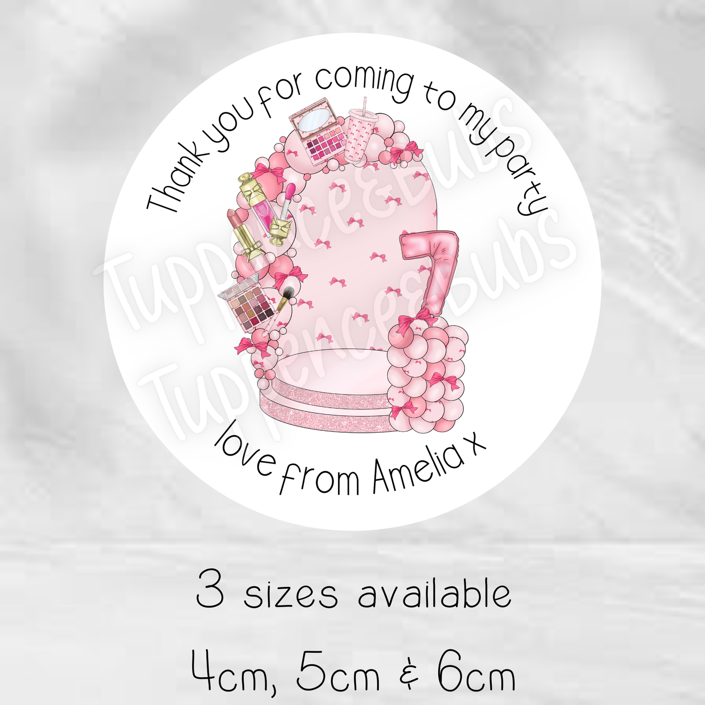 Pink Bow Birthday Stickers