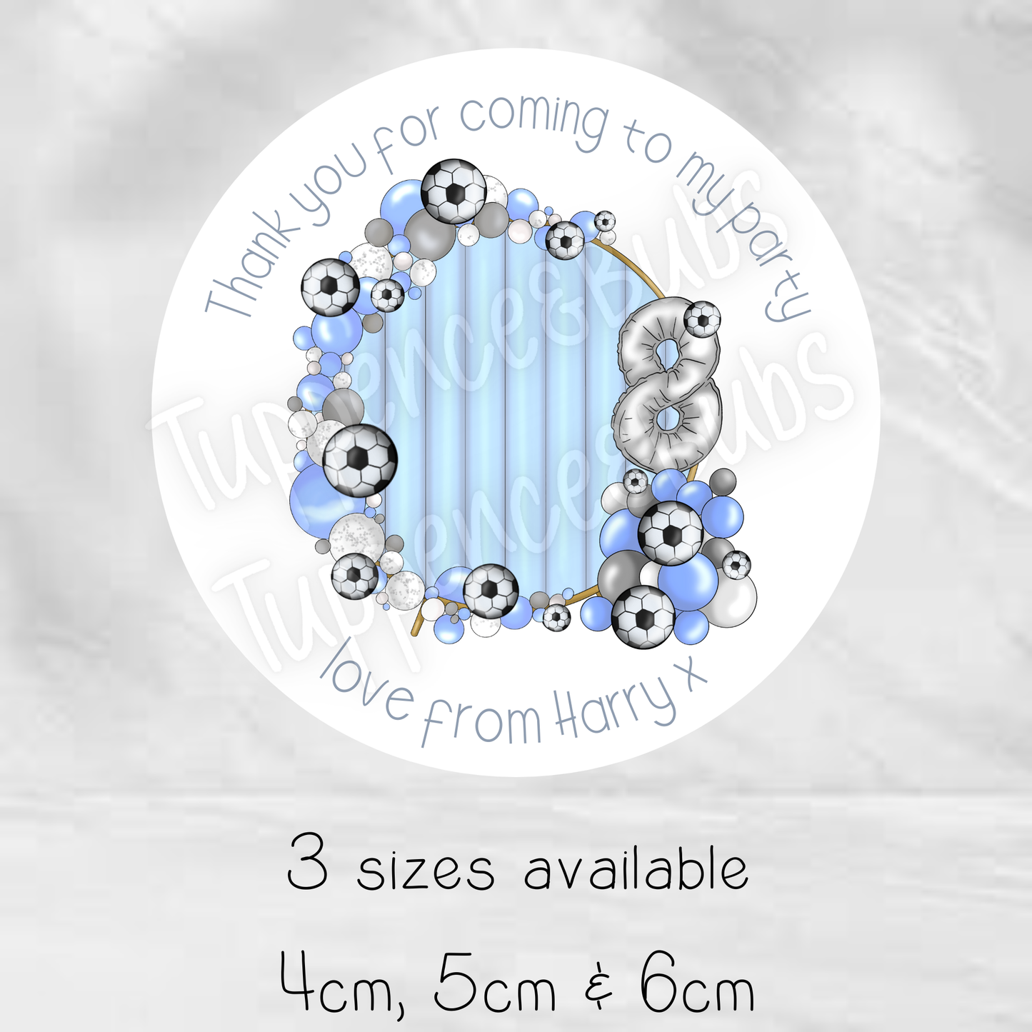 Blue & Silver Football Themed Birthday Stickers