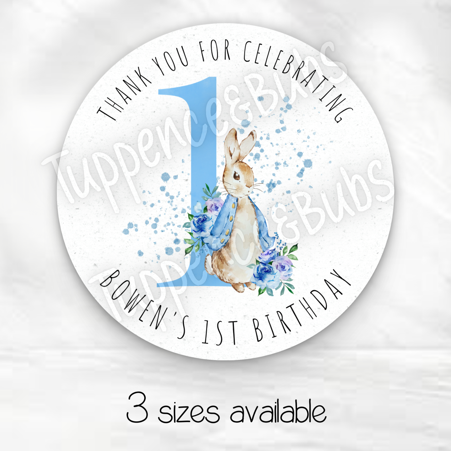 Pink or Blue Rabbit Inspired Party Sticker - Any Age