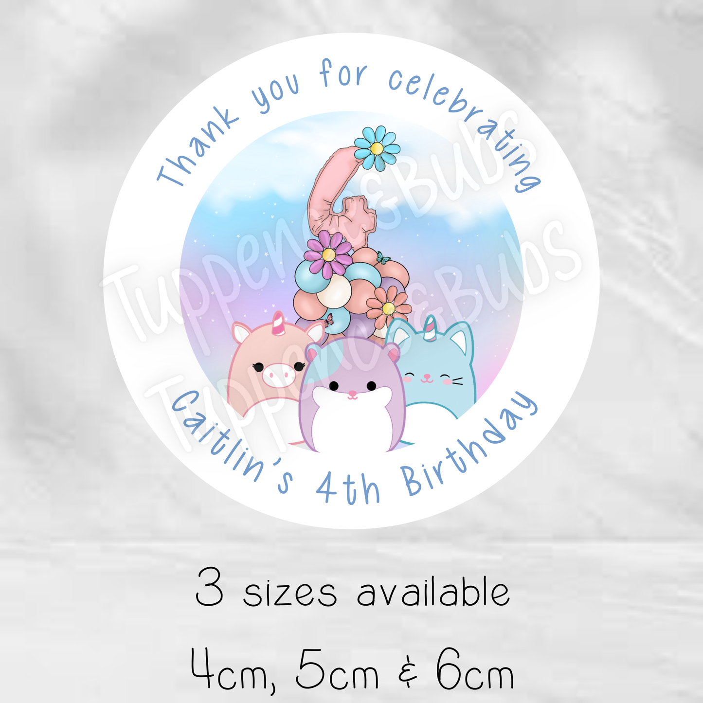 Squish Mallow Themed Stickers - 4 designs