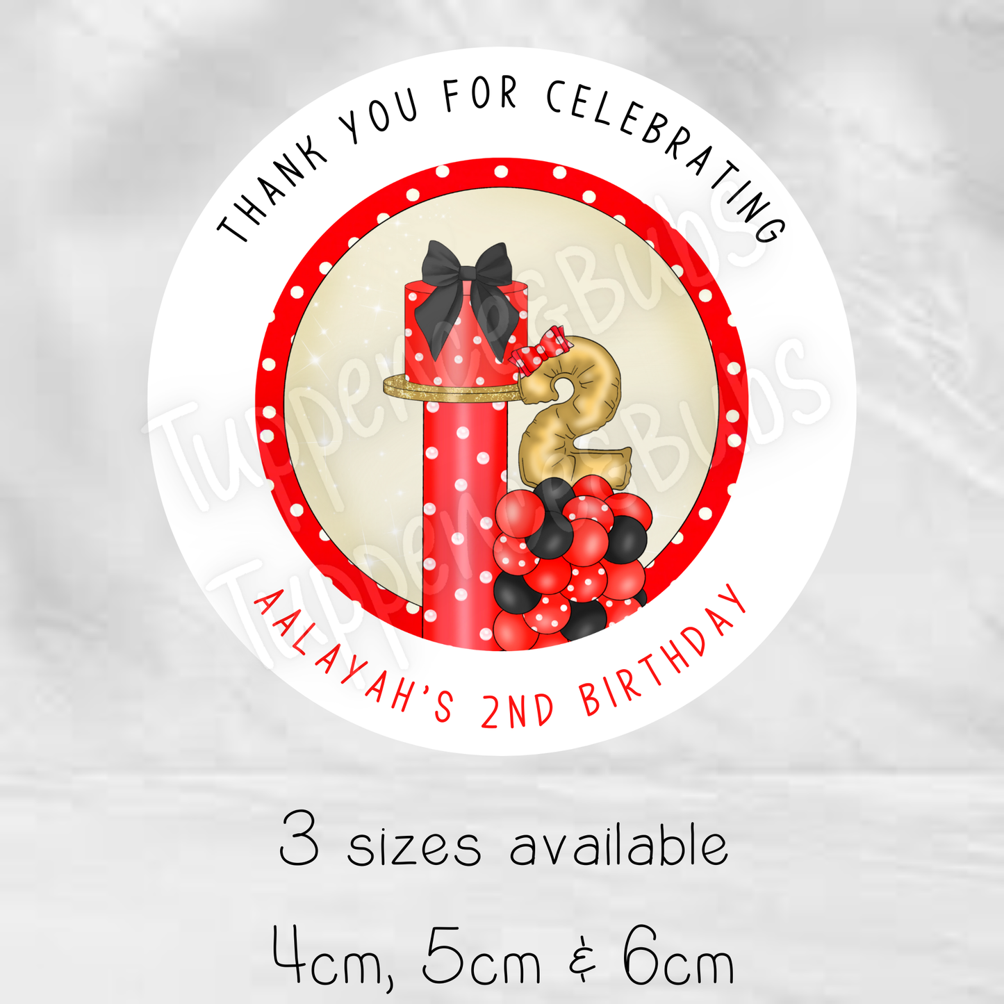 Polka Dot Themed Sticker - Pink or Red