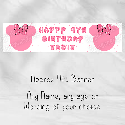 Mouse Inspired Banner - Pink\Black & Red
