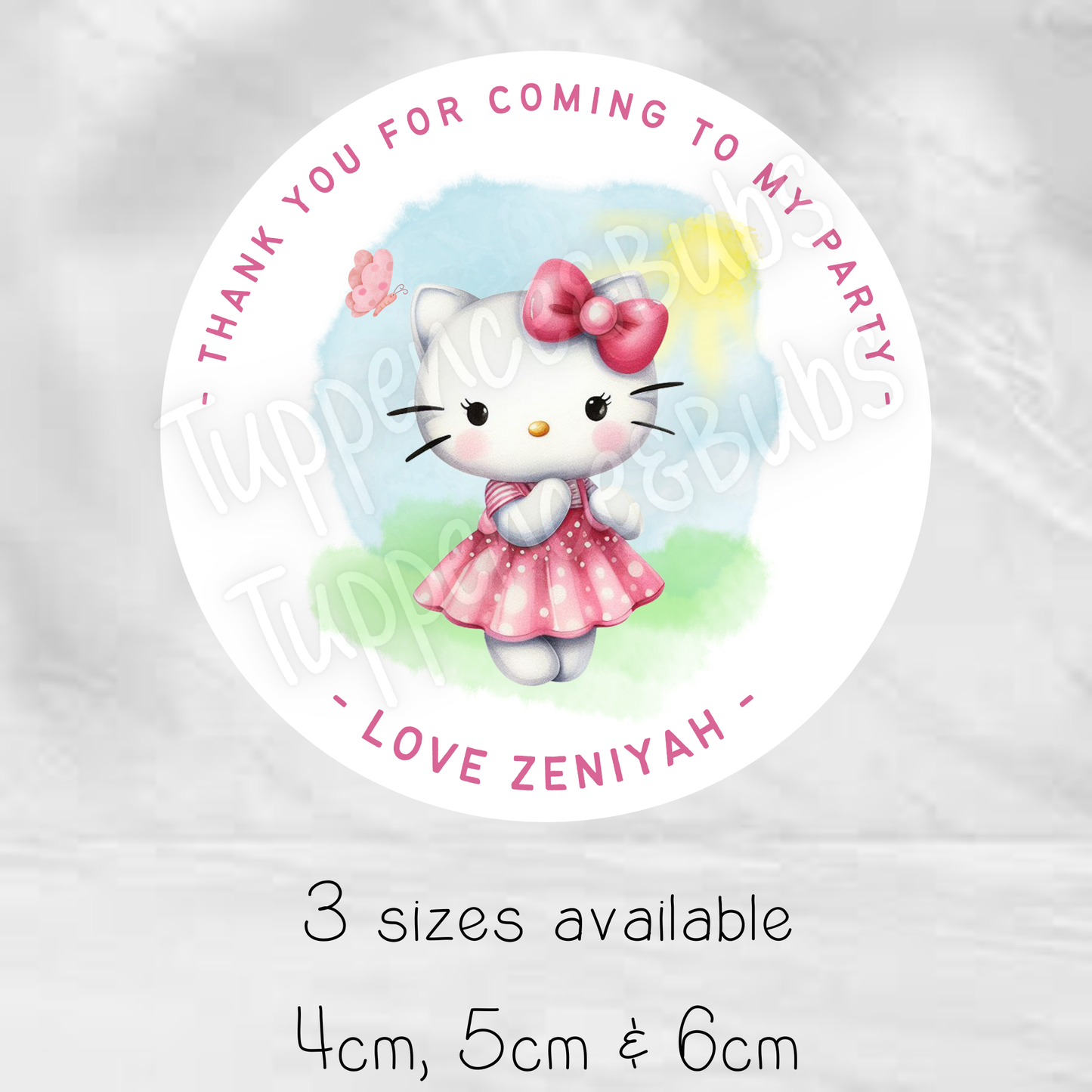 Kitty Inspired Party Stickers