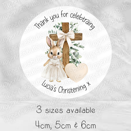 Bunny/Rabbit Christening Stickers - 6 Designs