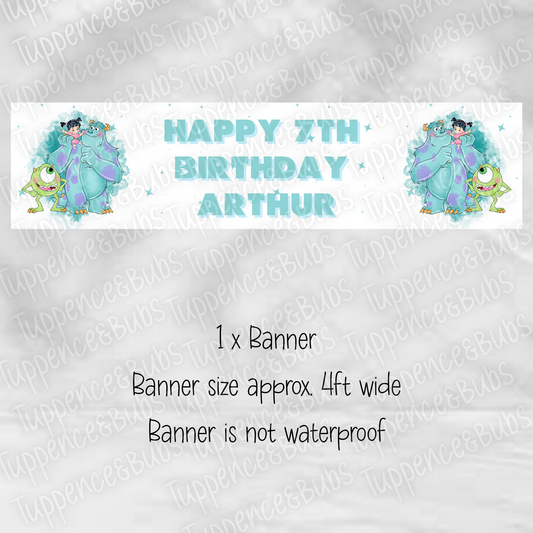 Monsters Inc Themed Banners - 3 Colours