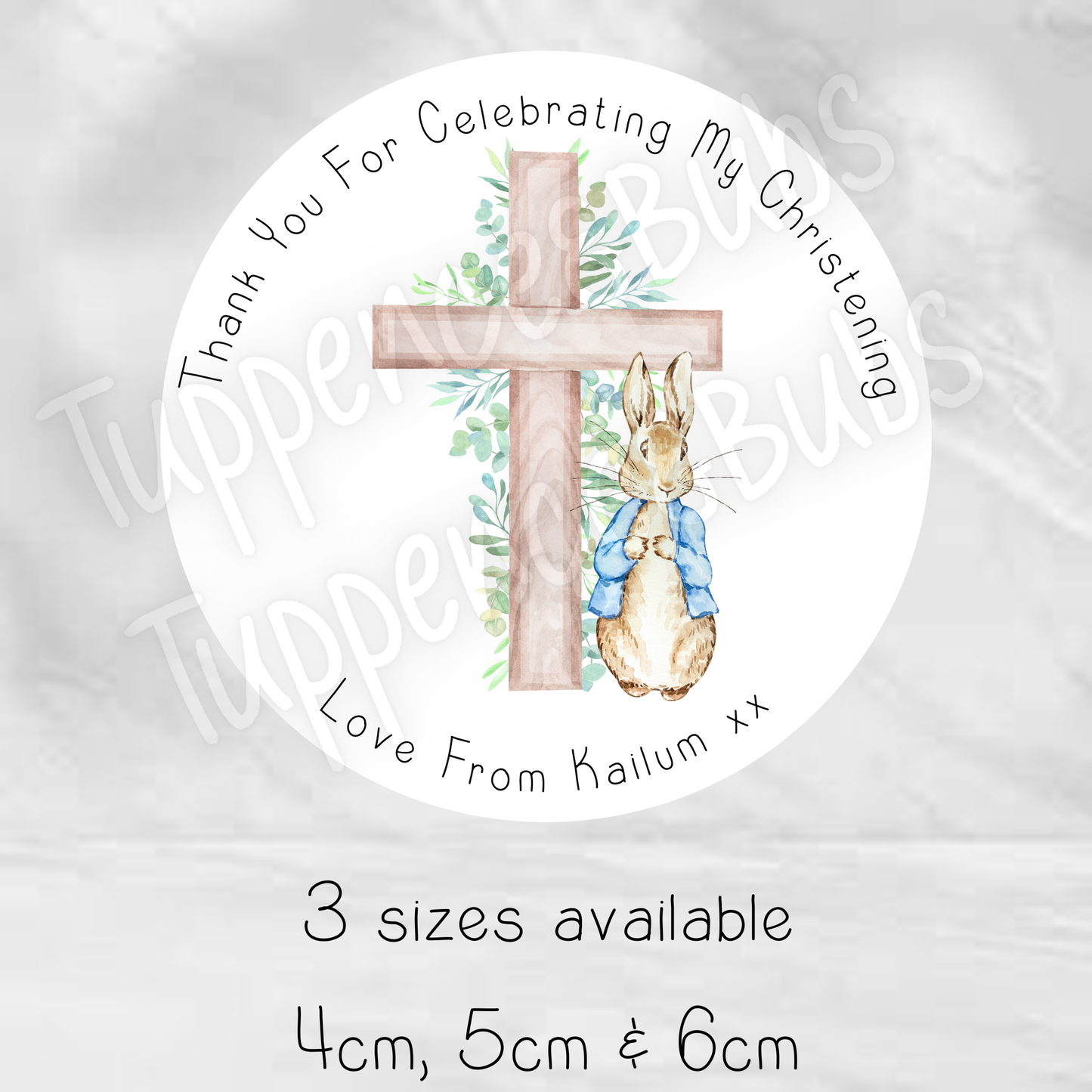 Rabbit Inspired Christening Stickers - 3 Designs