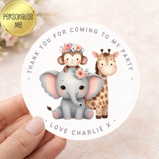 Floral Pink Safari Themed Stickers