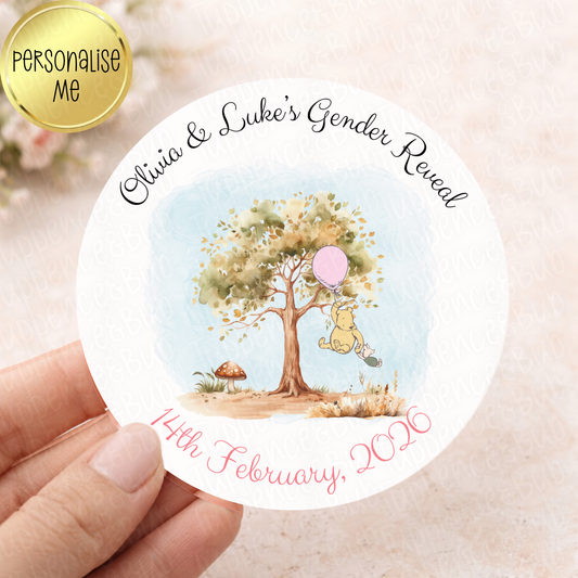 Pooh Inspired Stickers - Pink & Blue
