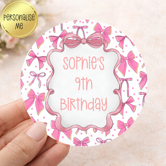 Pink Bow Themed Stickers