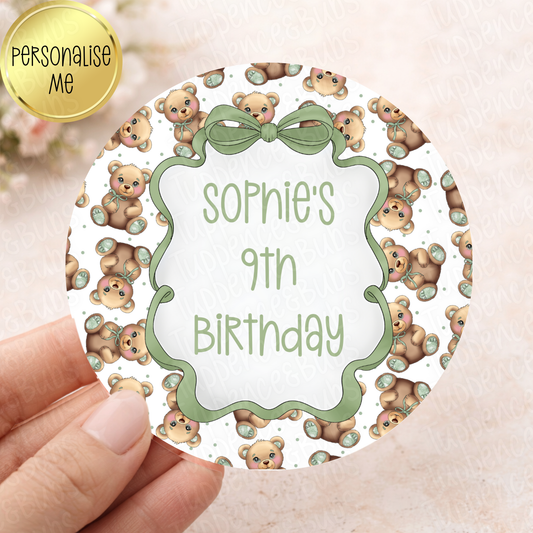 Sage Green Bear Themed Stickers