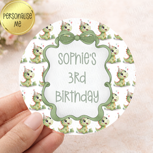 Pastel Green Dinosaur Themed Stickers
