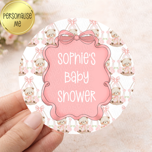Pink or Blue Bear Baby Shower/Gender Reveal Stickers