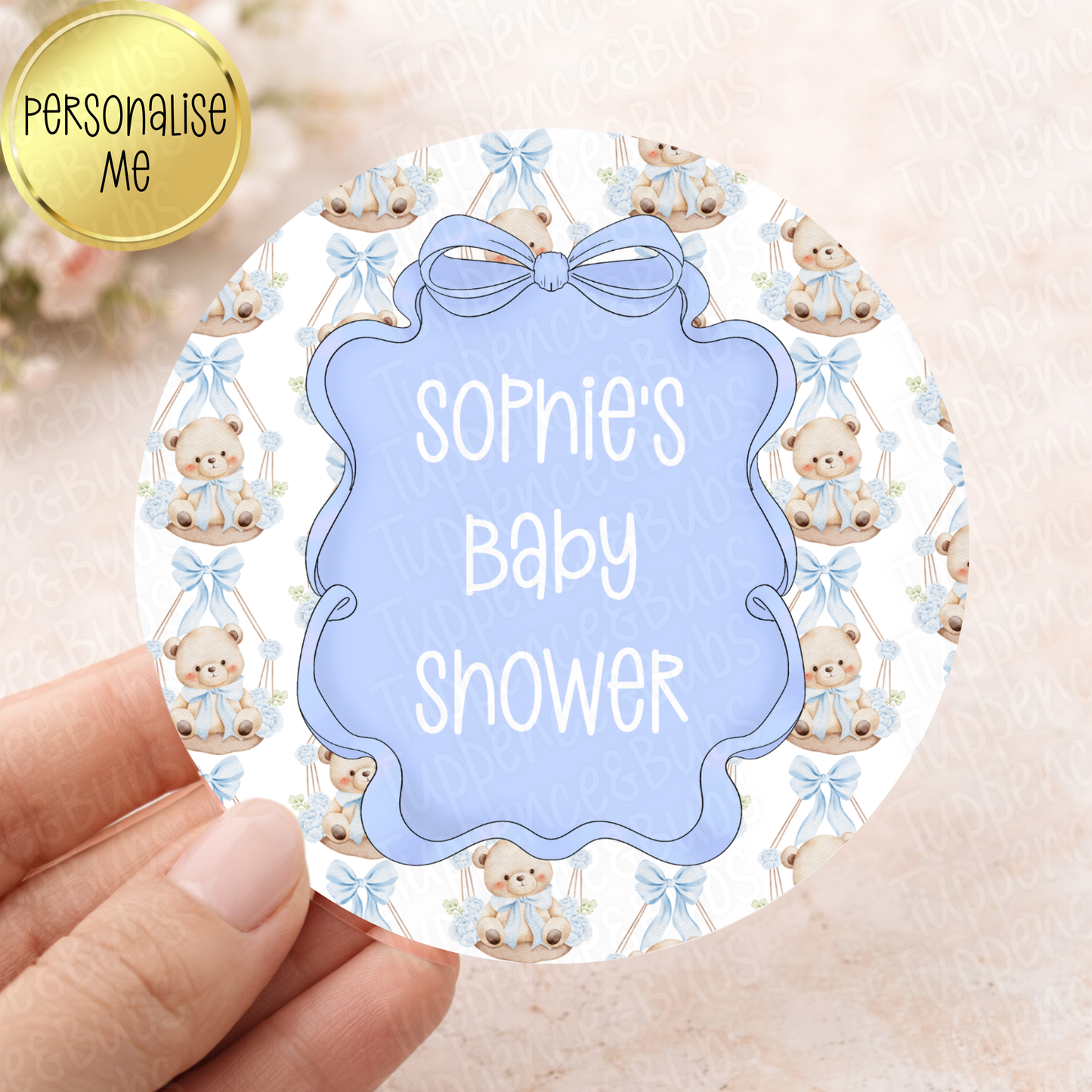 Pink or Blue Bear Baby Shower/Gender Reveal Stickers