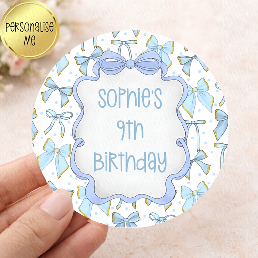 Blue Bow Themed Stickers