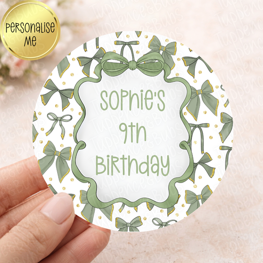 Sage Green Bow Themed Stickers