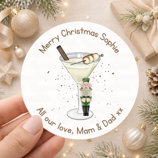 Personalised Nutcracker Cocktail Christmas Stickers