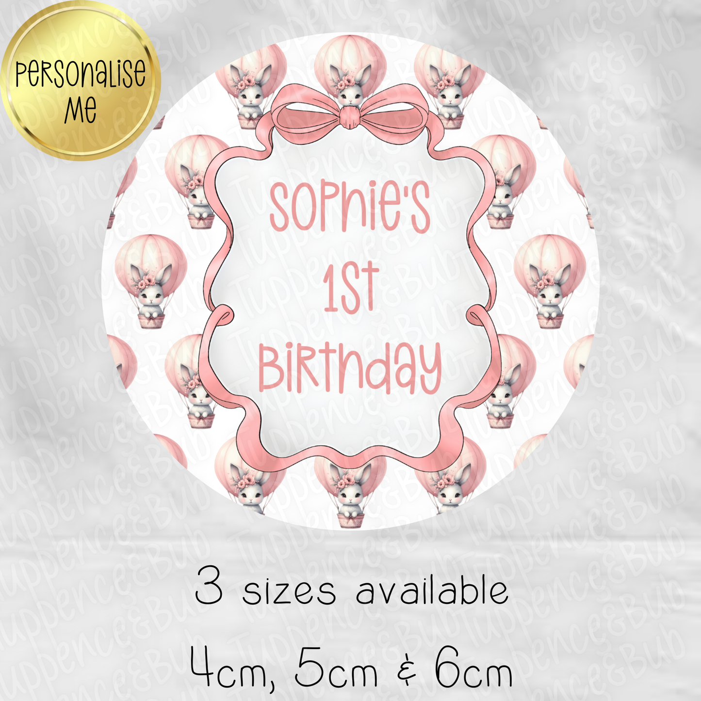 Bunny Hot Air Balloon Themed Stickers