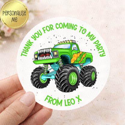 Monster Truck Inspired Party Stickers