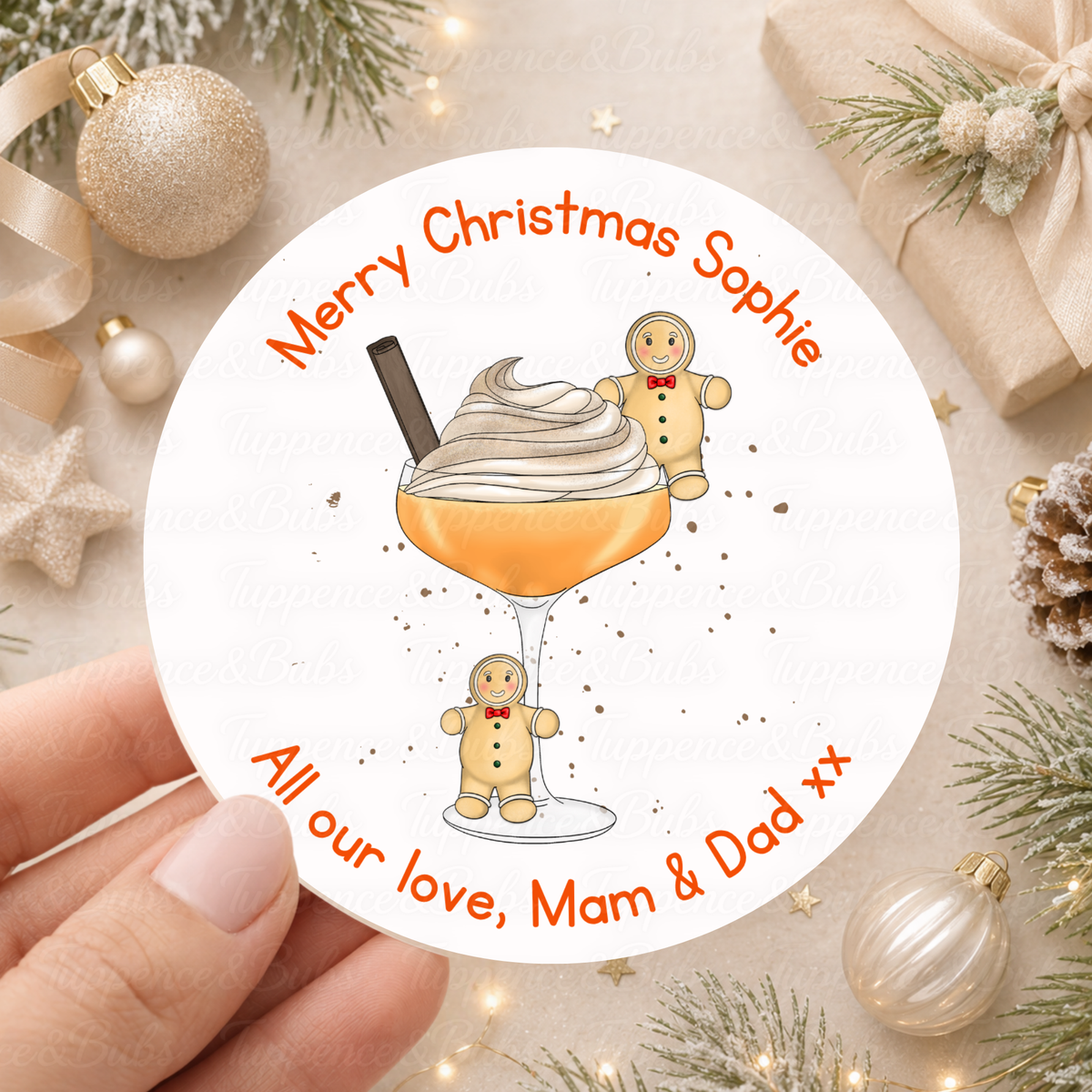 Personalised Gingerbread Cocktail Christmas Stickers