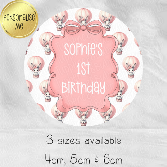 Bunny Hot Air Balloon Themed Stickers