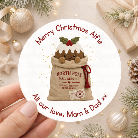 Personalised Christmas Pudding & Santa Sack Stickers